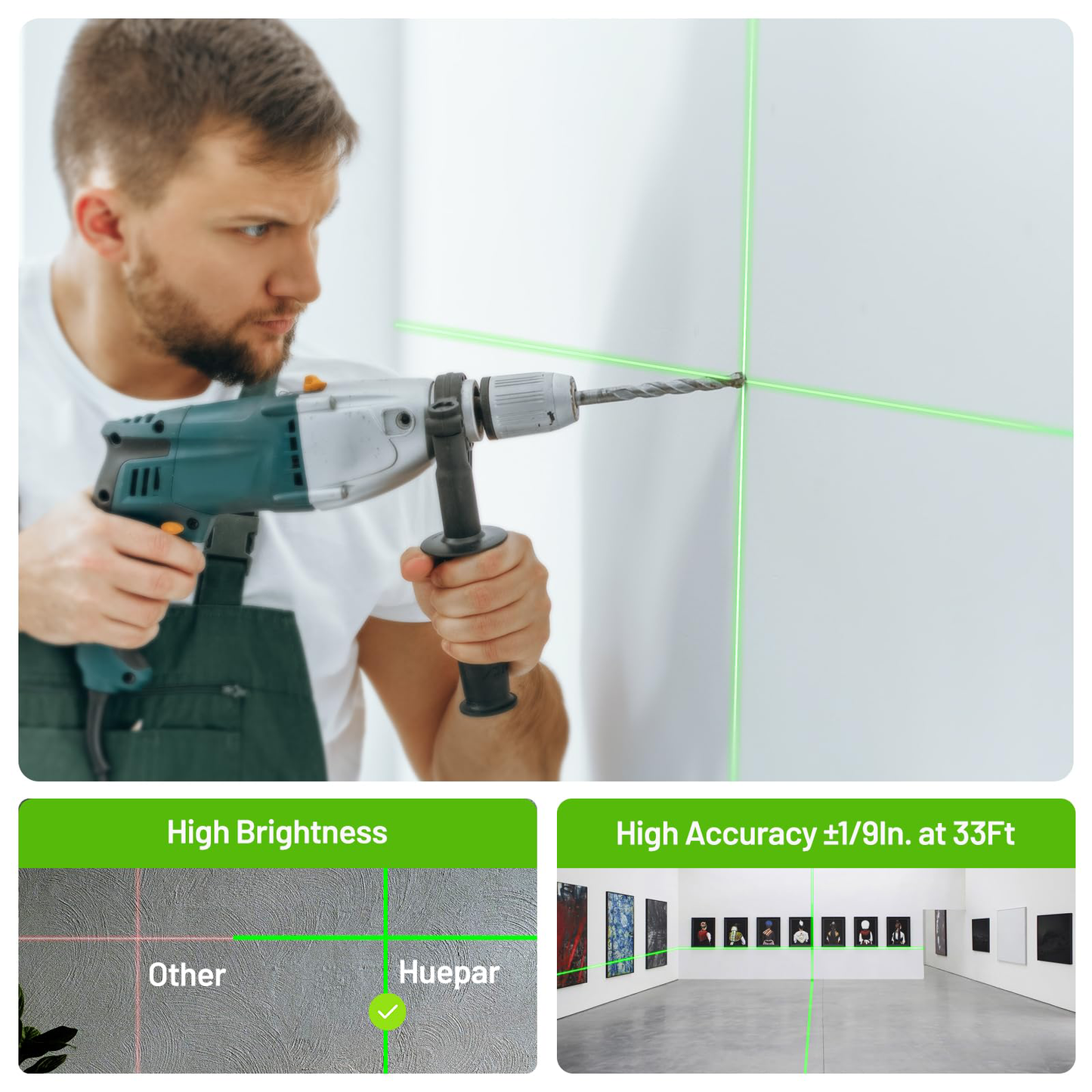 ZUNE-LOTOO Self-Leveling Green Laser Level with Tripod (25.6" Adjustable)