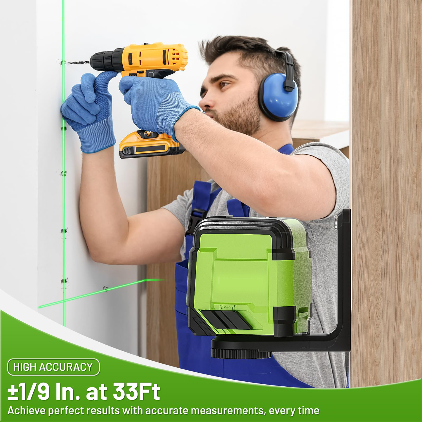 ZUNE-LOTOO Self-Leveling Green Laser Level with Tripod (25.6" Adjustable)