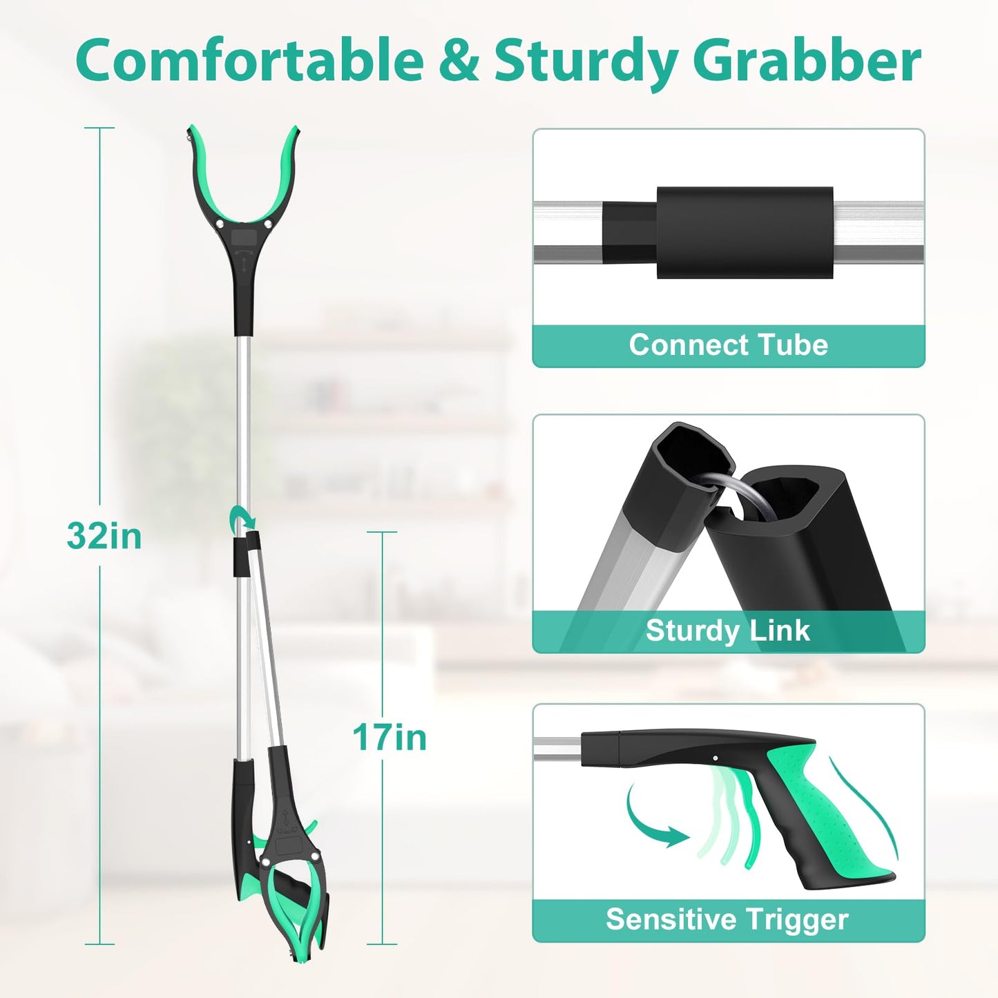 Magnetic Foldable Litter Picker with Rotating Head