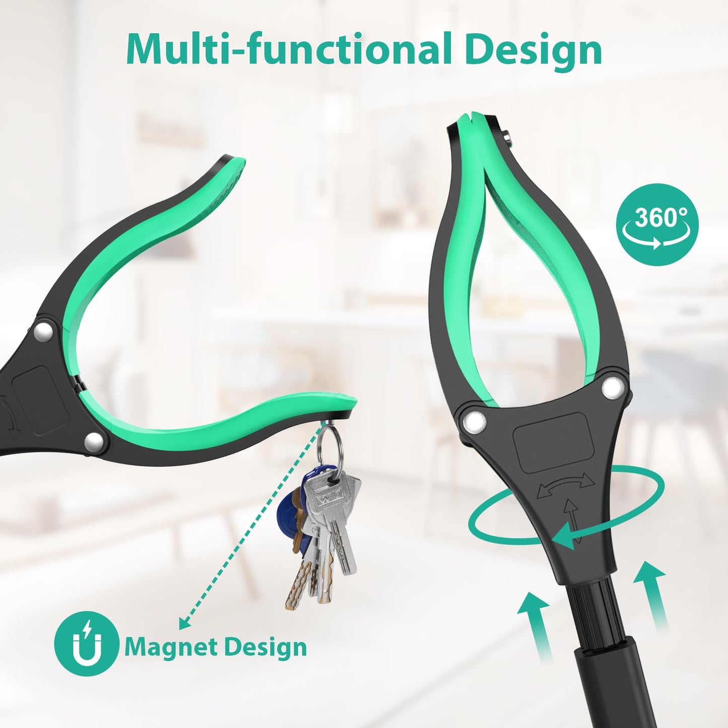 Magnetic Foldable Litter Picker with Rotating Head