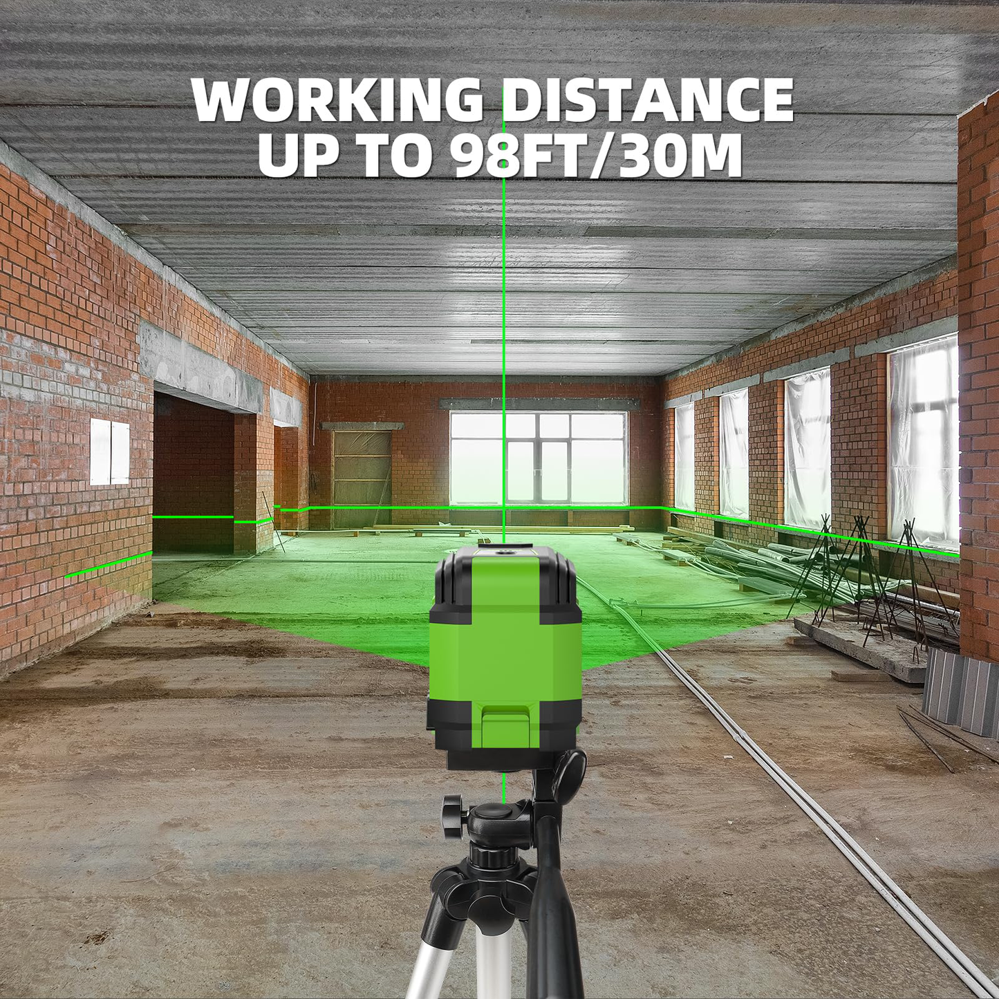 ZUNE-LOTOO Self-Leveling Green Laser Level with Tripod (25.6" Adjustable)