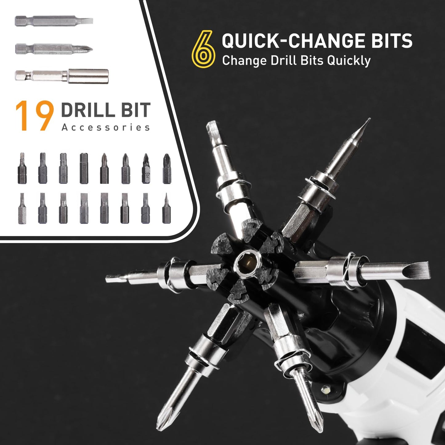 Mini Cordless Electric Screwdriver 3.6V – Rechargeable, 180° Pivot Handle, LED Light, 25-Piece Bit Set